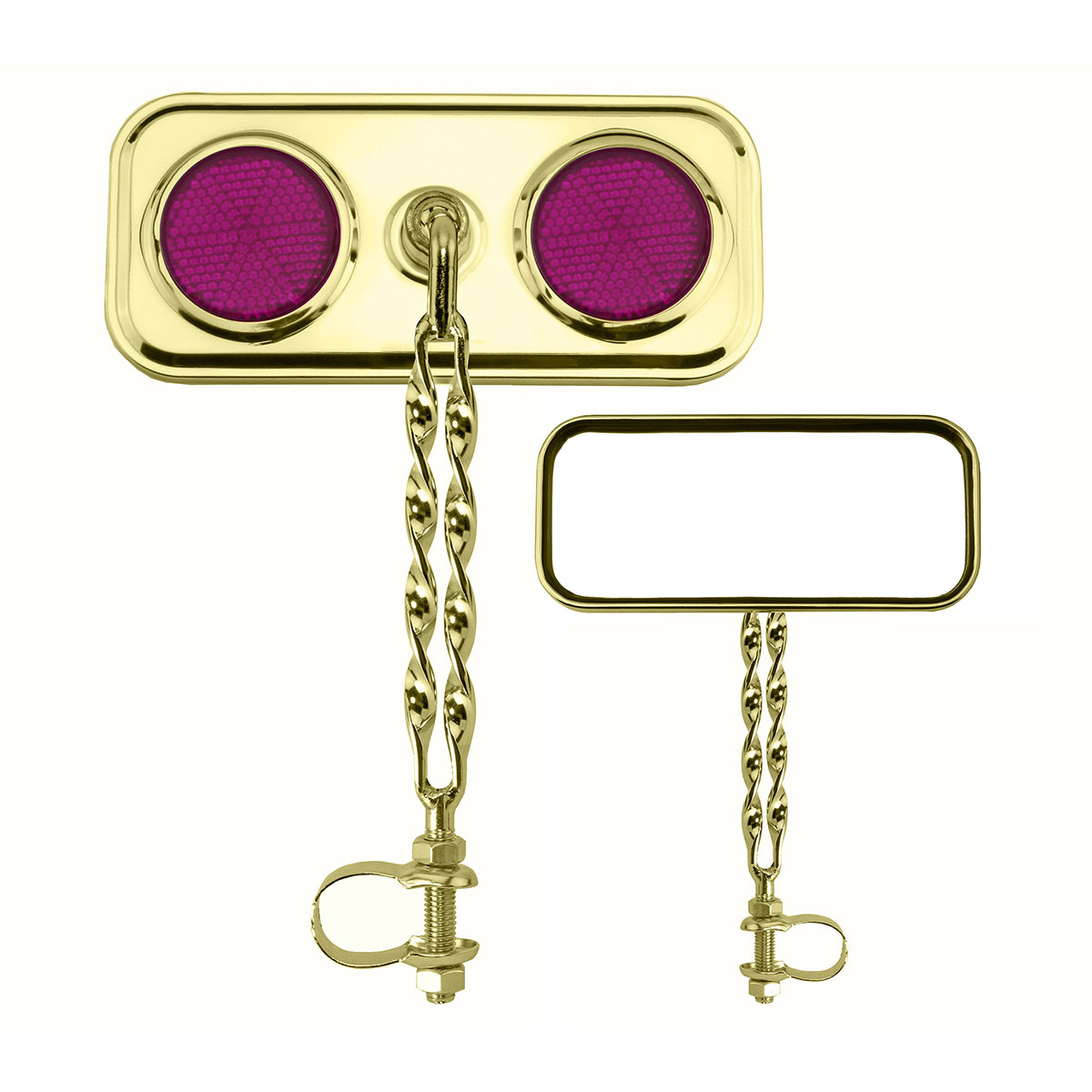 Rectangle Double Flat Twisted Mirror Gold Purple Reflectors.